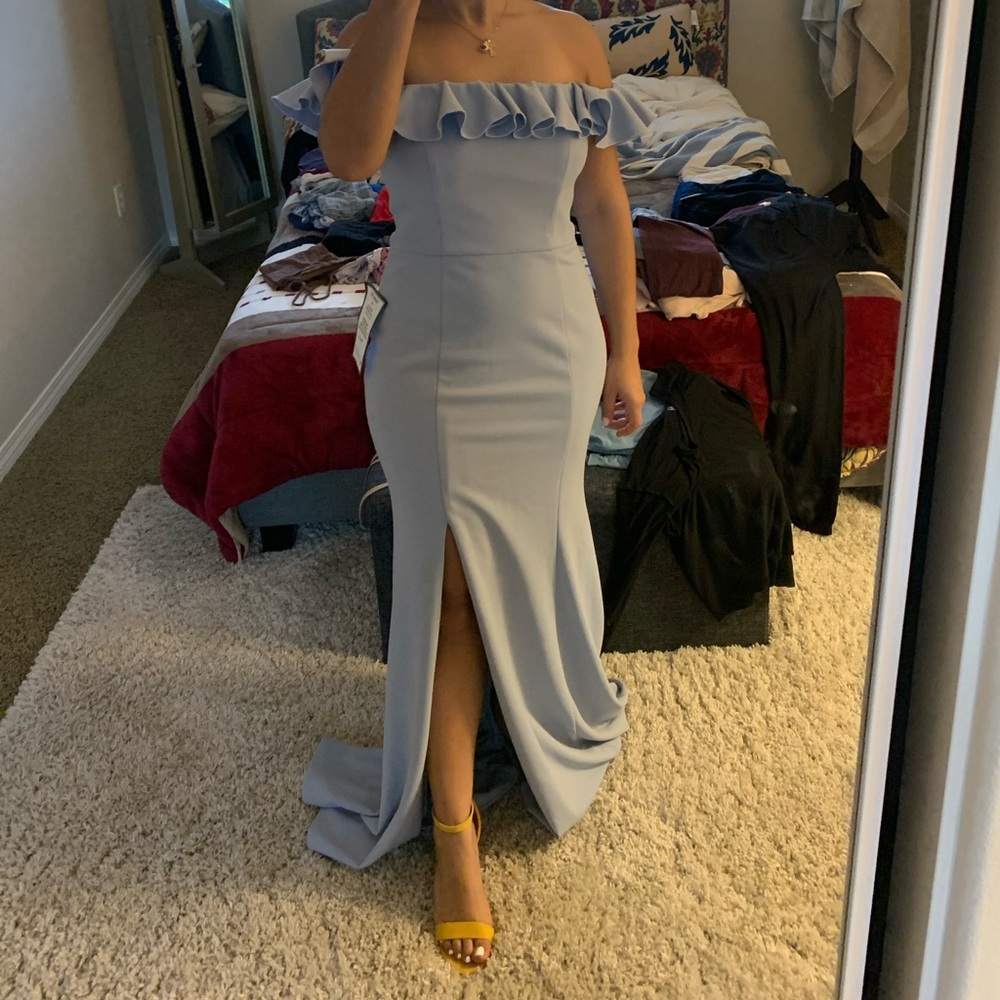 Light Blue Mermaid Dress with Slit